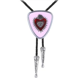 GelConnie Bolo Tie for Women Heart Cowboy Necktie Flower Gothic Mens Bolo Ties Bolero Necklace Red Western Ties for Men