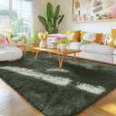 OLANLY Area Rugs for Living Room Bedroom, Machine Washable 4x5.9 ft Soft Fluffy Shaggy Bedside Rug, Indoor Floor Carpet for Kids Girls and Boys, Dorms, Nursery Rooms, Home Decor Aesthetic, Olive Green