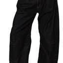 Unybwonn Women Baggy Cargo Jeans High Waist Patchwork Trendy Vintage Denim Pants Wide Leg Distressed Jeans with Pockets (Small, 02 Black)