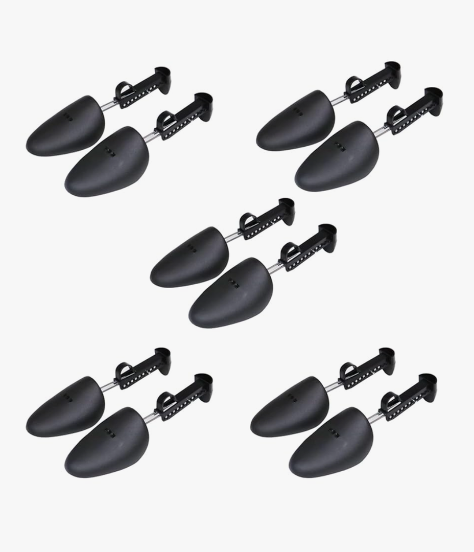 EchoDone 5 Pairs Practical Adjustable Length Men Shoe Tree Shoe Stretcher Boot Holder Shaper Support (Black Color)