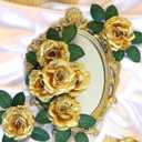 LELEE Rose Head Flowers with Stem - 108pcs Gold Rose Artificial Flowers Bulk - 3.1'' Silk Roses Fake Flower for Wedding Bouquet Party Home Decor DIY Baby Shower Centerpieces Tables Decoration