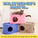 Tess & Liza Felt Cat Cave  Cozy Hideaway for Cats & Kittens | Eco-Friendly Felt Cat House | Durable & Spacious Cat Bed for Large Cats | Stylish Indoor Pet Furniture by Snarky Pets Blue (Medium)