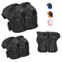 Kids Protective Gear Set - Knee Pads Elbow Pads with Wrist Guards for Ages 3-12 | 3-in-1 Safety Protective Gear for Skating, Cycling, Biking, Roller Skates, Scooters (Black, M(8-12Years)