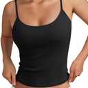 Trendy Queen Womens Spaghetti Strap Tank Top Summer Double Lined Workout Camisole Going Out Cute Tops Y2k Teen Girl Basic, Size M