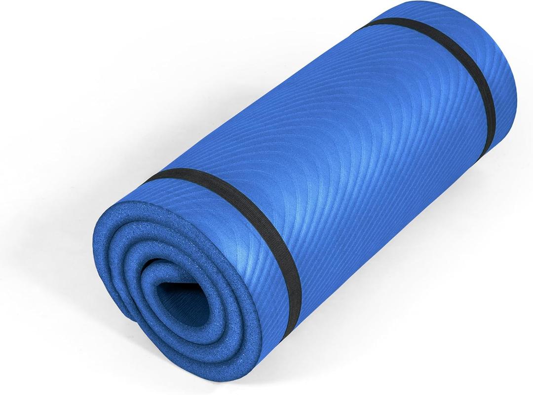 Tone Fitness 1-Inch Thick Yoga Mat | High-Density, Non-slip Exercise Mat with Carrying Strap for Yoga, Pilates, & Home Gym Workouts | Multiple Options
