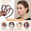 3Pcs Vintage High Cranium Pearl Hairband, High Cranium Headbands for Women, Elegant Braided Pearl Toothed Hair Hoop Retro High-Skull Headband with Teeth