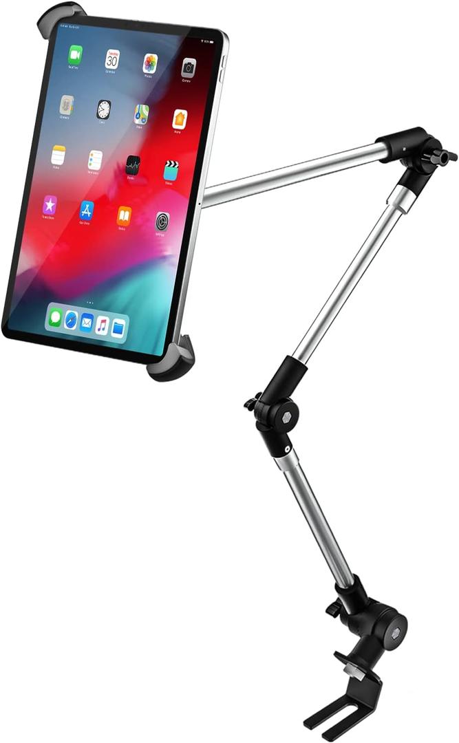 woleyi Car Truck Seat Rail Large Tablet Mount, Car Floor Bolt Tablet Holder Stand with 360 Rotation Foldable Arm for iPad Pro 12.9/Air, Galaxy Tabs, Surface Pro/Go, Kindle Fire and 9.5-14.5" Tablets
