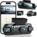 4K 3 Channel Dash Cam Front and Rear with Cabin, 4K+1080P+1080P Dash Camera for Cars, Free 128GB Card Included, Dash Cam with Night Vision, WiFi, GPS, APP Control, Parking Monitor, Loop Recording