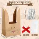 Affrolling 24 Set Easter Bunny Party Favor Bags DIY Bunny Gift Boxes with Red Bow Ribbon Rustic Paper Rabbit Ears Treat Goodie Bags Bulk for Easter Spring Birthday Supplies
