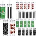 Kochorie 24 Pcs 16.9 Oz Football Plastic Cups with Lids and Straws, Reusable Football Party Cups Bulk Clear Drink Cup for Birthday Sports Themed Party Supplies