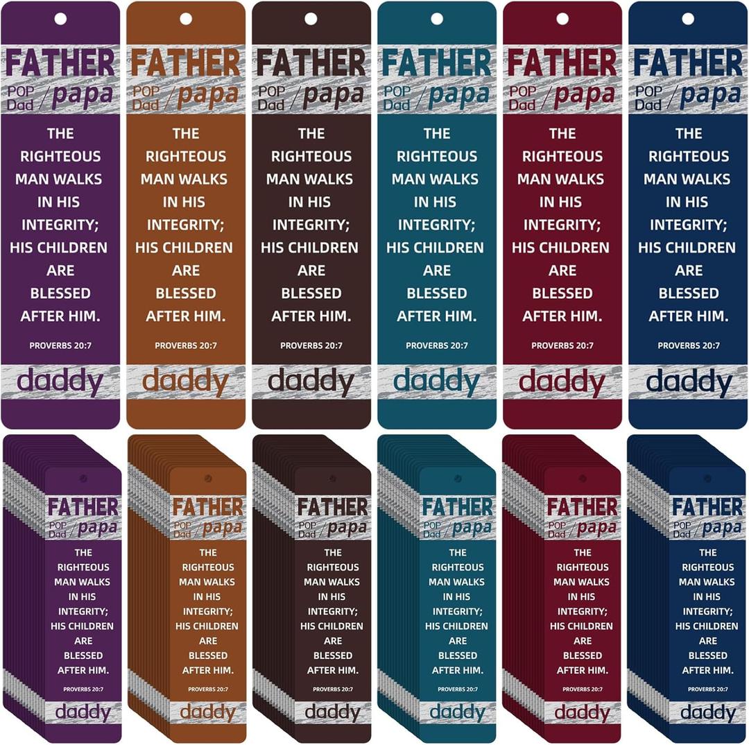 Dispowreath 96 Pcs Father's Day Christian Bookmarks Bulk Bible Verse Religious Bookmarks Inspirational Scripture Christian Gifts for Reading Lover Church Reward, 6 Styles
