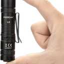 PIOOCAN Rechargeable Flashlights 1200 Lumens EDC Flashlight, AA Pocket Flashlight High Lumens with Clip, Super Bright Small Flashlights, 4 Modes Flash Light for Camping, Home, and Emergencies (Black)