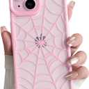 Lovmooful Compatible for iPhone 15 Plus Case Cute Clear Spider Web with Color Edge Design with Bumper Protector for Girls Women Soft TPU Shockproof Protective Girly for iPhone 15 Plus Case-Pink