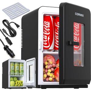 Mini Fridge for Bedroom, 15L Small Fridge for Car, Office Desk & Dorm Room, 110V AC/DC Portable Thermoelectric Cooler & Warmer for Skincare, Food, Drinks, Black