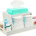Three colors Diaper Organizer, Wooden Diaper Caddy Organizer, Changing Table Organizer, Diaper Storage Organizer, Nursery Baby Organization (White)
