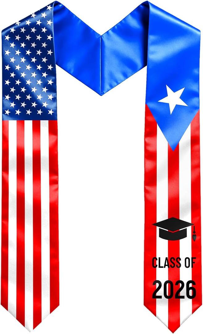Graduation Stole Class of 2026, 72 Inch Flag Graduation Sash for College
