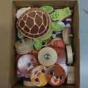 HUZU Animal Snap Wooden Building Blocks  Fun & Educational Puzzle Toy for Kids Aged 3-8, Features Cow, Bear, Lion and Turtle, Matching Game with Interchangeable Animal Faces & Emotions