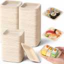 300 Pcs Palm Leaf Plates, 4.6 inch Square Palm Bowls, Alternative to Palm-Plate, Sturdy and Microwave Safe for Birthday Party, Wedding Events, Appetizer, Dessert