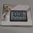 WallarGe Atomic Digital Wall Clock Battery Operated, Self-Setting, Large Display with Temperature, Date, Day of The Week, Silent Wall Mount Digital Clock, 4 Time Zones, DST (8.2 in)