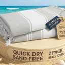 LANE LINEN Extra Large Beach Towels 2 Pack Oversized 39"x71", Pre-Washed, Quick Dry, Sand-Free & Absorbent Pool Towels, Stylish & Lightweight for Women Grey