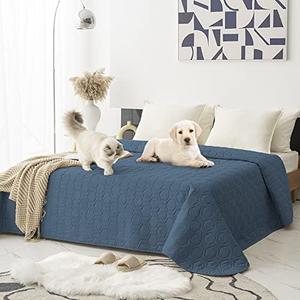 Tcksstex Waterproof and Non-Slip Dog Bed Cover and Pet Blanket Sofa Pet Bed Mat ，car Incontinence Mattress Protectors Furniture Couch Cover for Most Cats Dogs,Pets（82x102- Navy Blue）