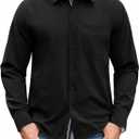 Lion Nardo Oxford Shirts for Mens Long Sleeve Dress Shirts Business Casual Button Down Shirts Untucked Shirts for Men (Black)