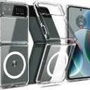 YZB Magnetic for Motorola Razr-2023 Case, Crystal Clear | Compatible with MagSafe | Slim Fit Lightweight & Flexible Non-Slip Shockproof Protection, Hard PC Back with TPU Bumper