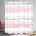 KOMLLEX Abstract Grey Pink Shower Curtain for Women Bathroom Decor 60Wx72H Modern Striped Aesthetic Minimalist Geometric Simple Neutral Watercolor Painting Fabric Waterproof Polyester 12 Pack Hooks