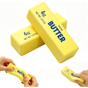 2 x Slow Rebound Butter Squishy Stress Balls 2Pcs, Realistic Soft Stick Squeeze Toys for Adults, Upgrade Wet Slow Rising Fidget Pack, Calming Sensory Relief Set