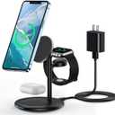 3 in 1 Wireless Charging Station for Apple Devices, Standard 15W Fast Wireless Mag-Safe Charger Stand with 20W Adapter for iPhone 15 14 13 12 Pro Max/Plus/Pro/Mini,iWatch Ultra 1,2 Series 9, AirPods (Black)
