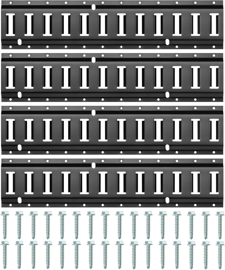 FamilyKit 4 Pack 2' E-Track Rails with Screws, Heavy Duty Steel E Track Tie Downs for Cargo Securement, Heavy Loads Up to 2,000lbs, Ideal for Trucks, Trailers, Vans, Warehouses, Garages (2FT, 4 Pack)