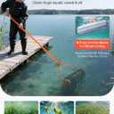 VEVOR Lake Weed Roller, 20 ft Lake & Pond Weed Removal Tool, Muck Razer Aquatic & Sludge Tiller, Rid Roots and Muck Buildup, 6 Preassembled Stainless Steel Blades, 6 Aluminum Handles, Easy Assembly