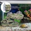 kathson Turtle Basking Platform Floating Turtle Dock Baby Tortoise Climbing Ramp Shale Reptiles Dock Resting Terrace Stone Aquarium Ornament for Frogs Newts (Green Size:8.2Lx3.3Wx3.1H)
