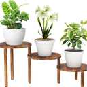 3 Tiers Plant Stand Indoor,Wood Plant Stands for Indoor Plants Multiple,Corner 3 Steps Ladder Plant Shelf High Low Flower Stand Planter Display Rack for Patio Balcony Living Room