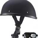 Motorcycle Half Helmet, DOT Approved Adult Men Women Retro Open Face Bike-Helmets, Bicycle/Skateboard Helmet for Adults, Bike, Skate, Scooter, Longboard Half Shell Helmet (Matte Black+B, Medium)