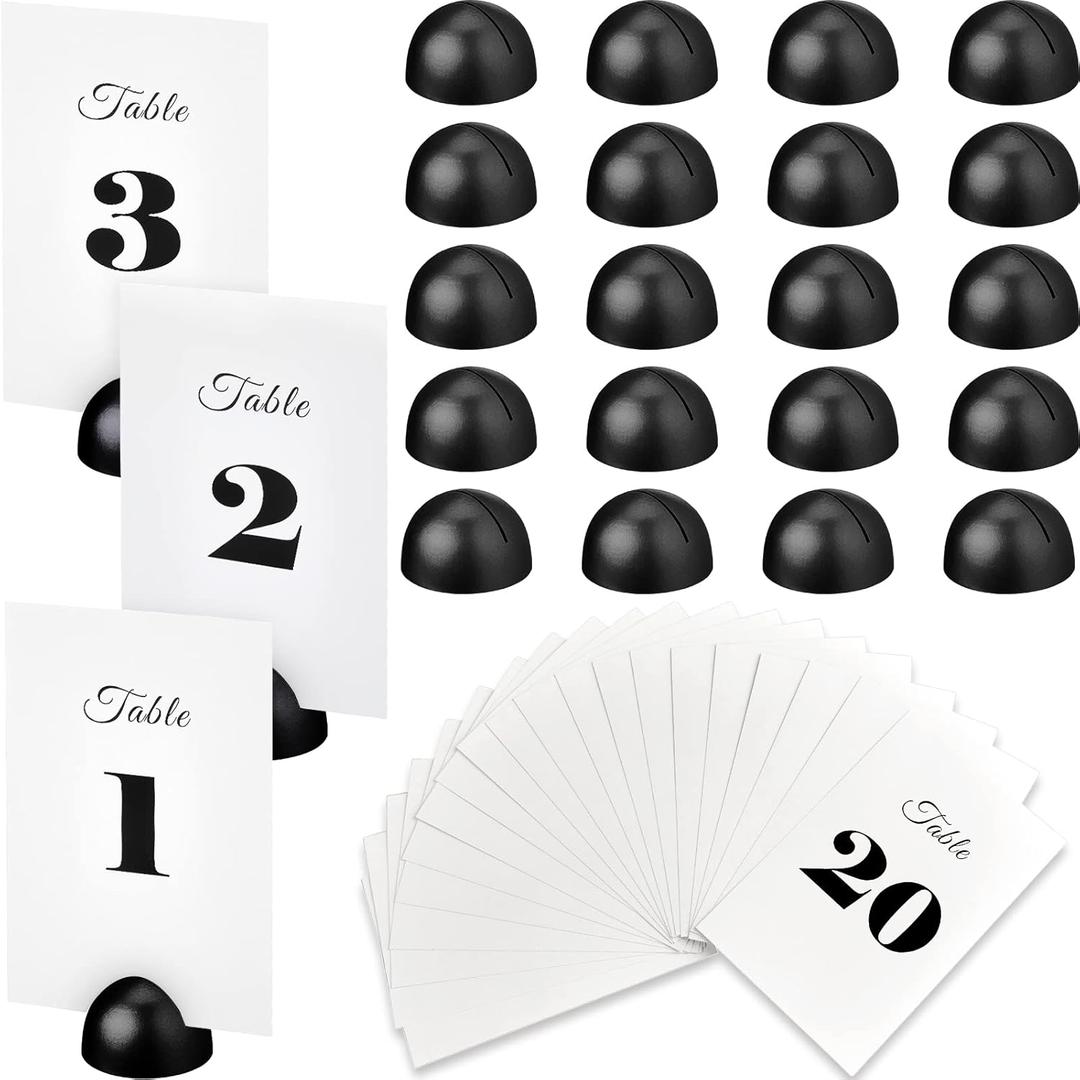 20 Pieces Table Number Cards Round Table Number Stands Modern Cursive Number 1-20 for Wedding Reception Anniversary Party Restaurant Events 4 x 6 Inches