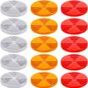 Tallew 15 Pack 3.165 Inch Front Round Reflector for Driveway Fence Gate Posts Trailers Safety Reflectors with Center Mounting Holes White Red Yellow
