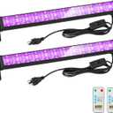48W LED Black Light Bar with Remote and Switch, Black light Bars with Plug and 6.5ft Cord, Black Light for Glow Party,Halloween,Bedroom,2 Pack