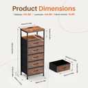 Sweetcrispy Nightstand with Charging Station 4 Fabric Drawers Bedside Table Night Stand with USB Type-C Ports, AC Outlets & Dimmable LED Light Strip, Modern Rustic Brown Bedroom End Table  4 Drawers - 11.8"D x 15.7"W x 33.6"H