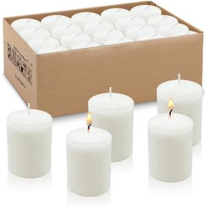 15 Hours White Votive Candles for Weddings Parties Spa Birthdays and Baby Shower, Set of 20 Unscented Bulk Candles for Restaurants and Home Decoration