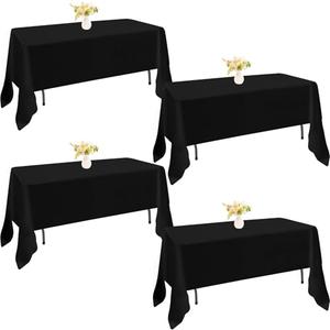 JALANCY 4 Pack Rectangle Tablecloth 60x126 Inch Black Washable Polyester Table Cover for Wedding Dining Table Buffet Parties Banquet Decoration（Black）