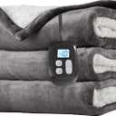 Electric Heated Blanket Full Size 72"x84", Dual-Sided Soft Flannel & Sherpa, LCD Display 10 Heat Settings with 1-12H Timer & Overnight Safe, Bed & Couch, Machine Washable, Light Grey