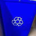 Amazon Basics Rectangular Commercial Office Wastebasket, Easy to Clean, Lightweight, 10 Gallon, Blue, Recycle Logo
