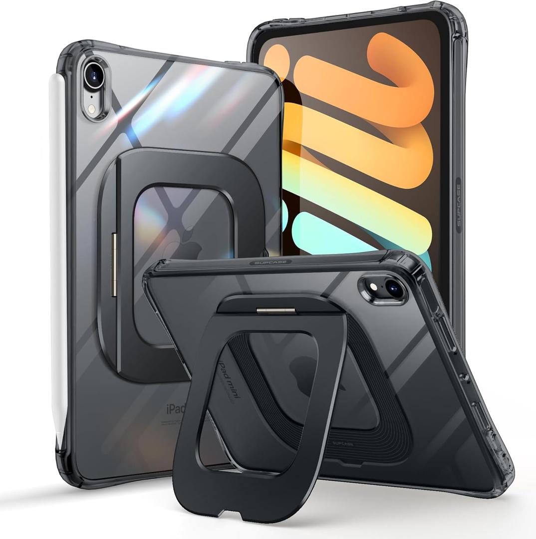 SUPCASE for iPad Mini 7 A17 Pro 2024 Case with Stand (Unicorn Beetle Prism), [Anti-Scratch] [Support Apple Pencil Charging] Slim Protective Clear Cover for iPad Mini 7th/6th Generation 8.3 Inch, Black