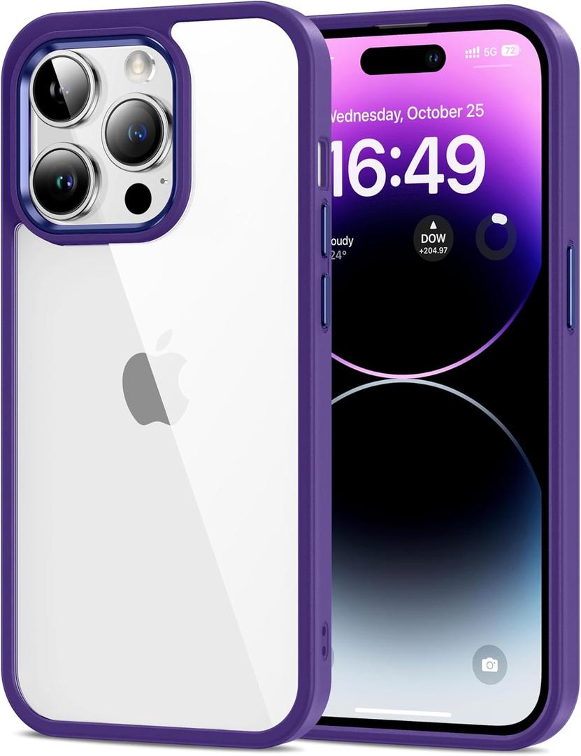 HOOMIL Case for iPhone 14 Pro Max 6.7-Inch, Non-Yellowing, Drop Protection, Anti-Scratch Transparent Hard Back Phone Cover - Dark Purple