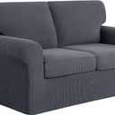 SUBRTEX 5 Piece Stretch Loveseat Slipcover,Couch Cover for 2 Cushion Washable Sofa Cover with Individual Backrest Cushion Covers for Living Room(Medium,Gray) 