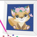 Pack of 2 Miairivy Diamond Painting for Kids, 5D Animal Diamond Art Mini Small Kit(with Wooden Frame), DIY Cute Fox Big Gem Painting Set, Paint by Diamonds Crafts for Girls Boys Ages 4-12