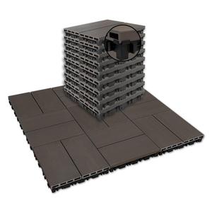 JJWOOD 2-Inch Thick Interlocking Deck Tiles, 9 Pcs 12" x 12" Elevated WPC Patio Flooring, Water-Resistant Outdoor Floor Tiles for Balcony, Porch, Backyard, Roof Deck, Walnut, 11.8 x 11.8inches