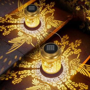 Hummingbird Solar Lanterns Outdoor Waterproof, Mothers Day Gifts for Mom Grandma, Garden Decor Hanging Solar Lights Outdoor for Patio, Yard, Backyard, Porch (2 Pack)