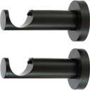 Ivilon Ceiling or Wall Mount Curtain Rod Brackets Holders for Curtain Rods of 7/8 and 1 Inch Diameter. Set of 2. Color Antique Black